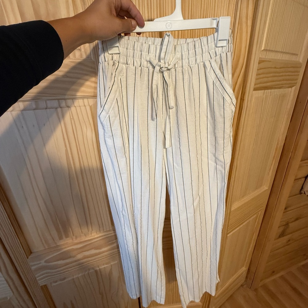 Striped White Wide Leg Pants
